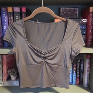 Gray Ruched Women's Top (cropped)